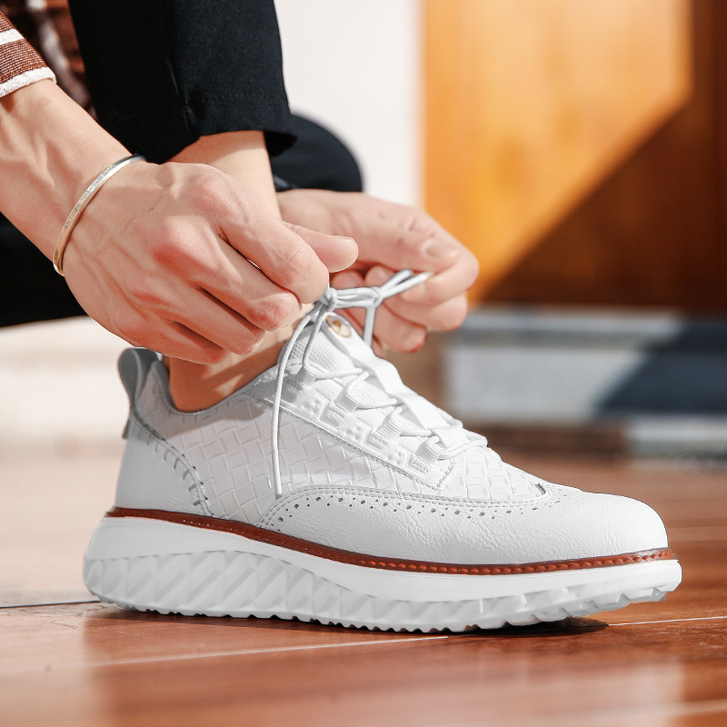 Men’s Woven Lace-Up Platform Casual Shoes