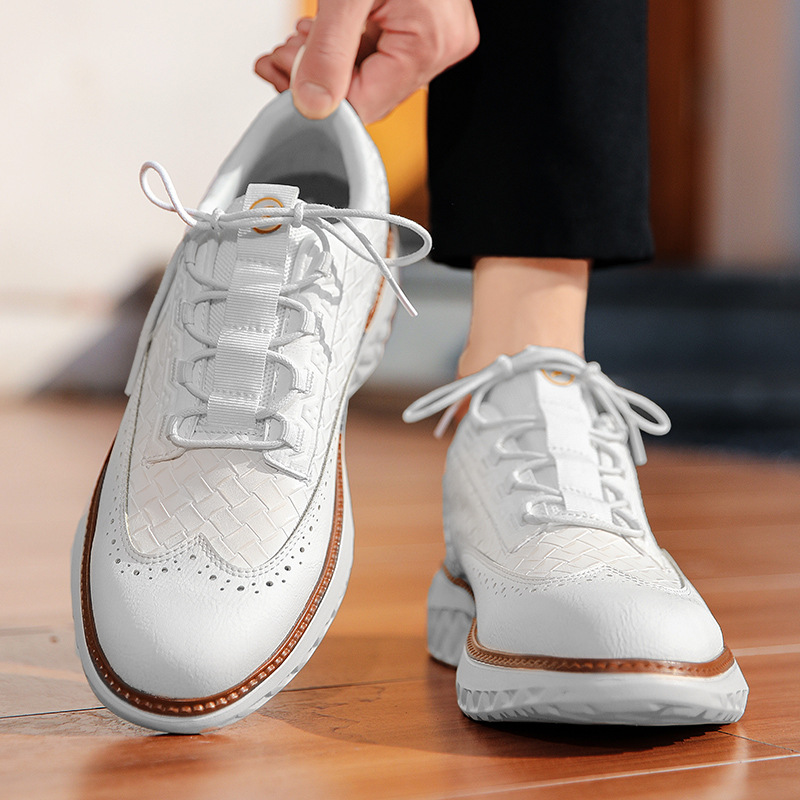 Men’s Woven Lace-Up Platform Casual Shoes