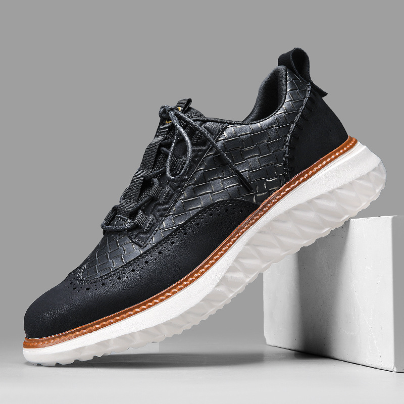 Chaussures décontractées à lacets et semelle compensée tressée pour homme