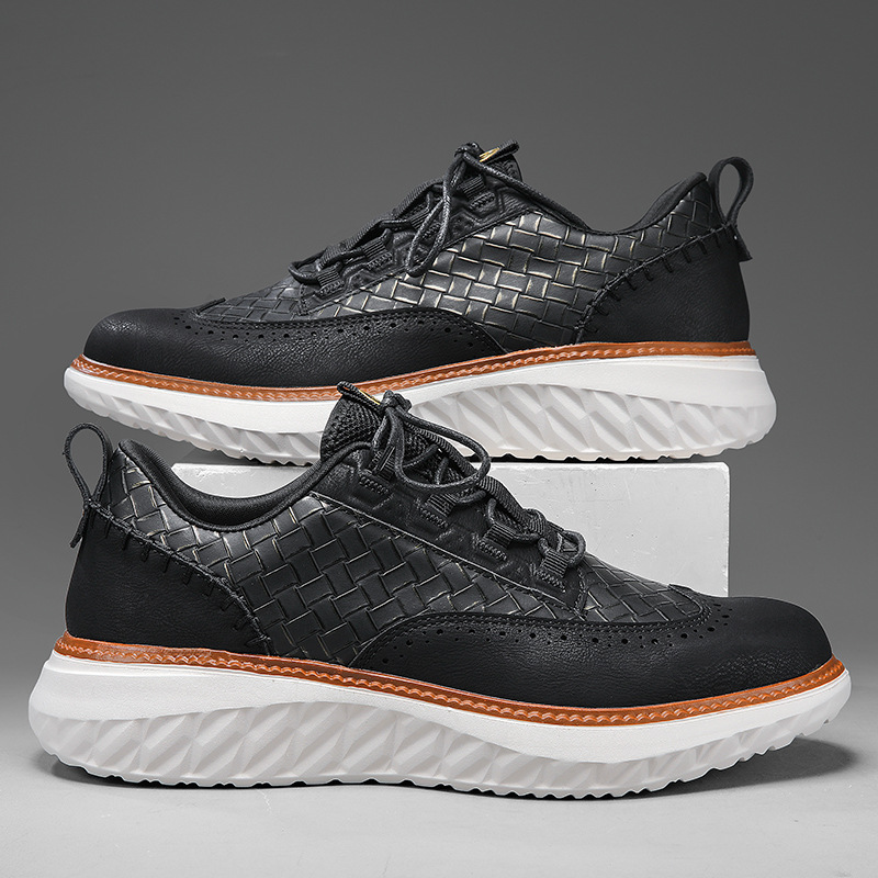 Men’s Woven Lace-Up Platform Casual Shoes
