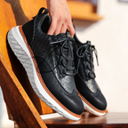 Men’s Woven Lace-Up Platform Casual Shoes