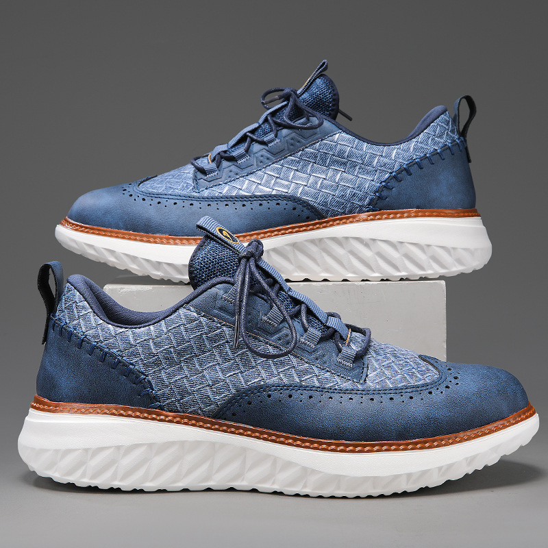 Chaussures décontractées à lacets et semelle compensée tressée pour homme