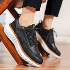 Men’s Woven Lace-Up Platform Casual Shoes