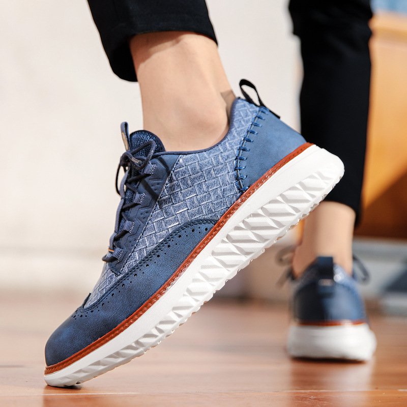 Chaussures décontractées à lacets et semelle compensée tressée pour homme
