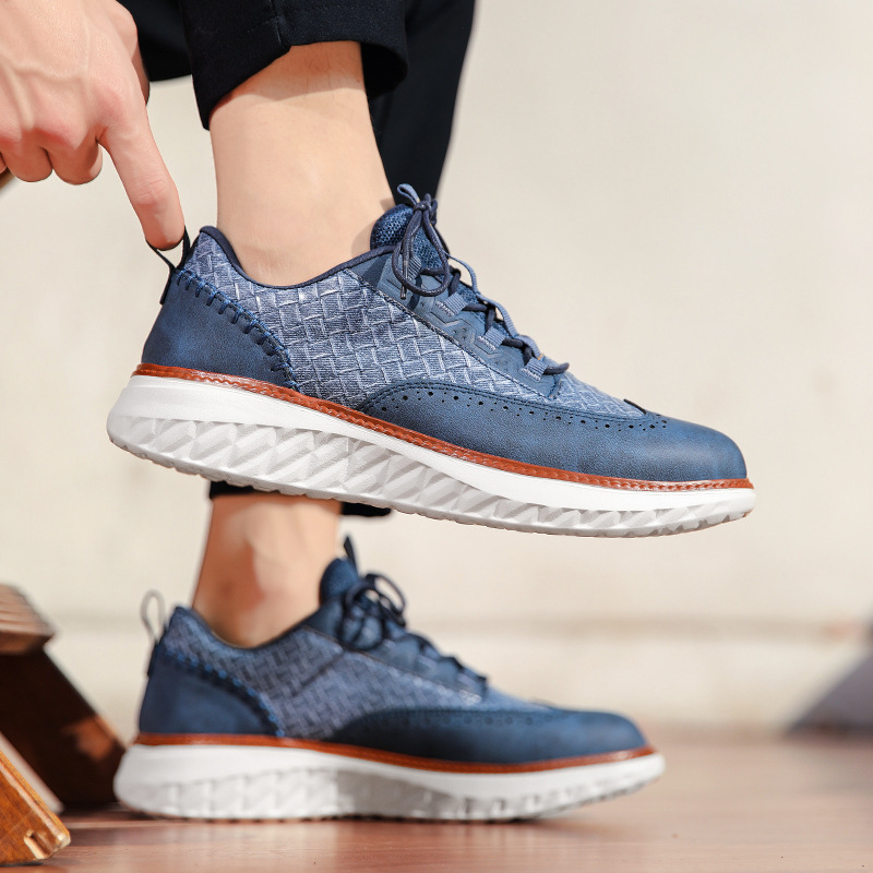 Men’s Woven Lace-Up Platform Casual Shoes