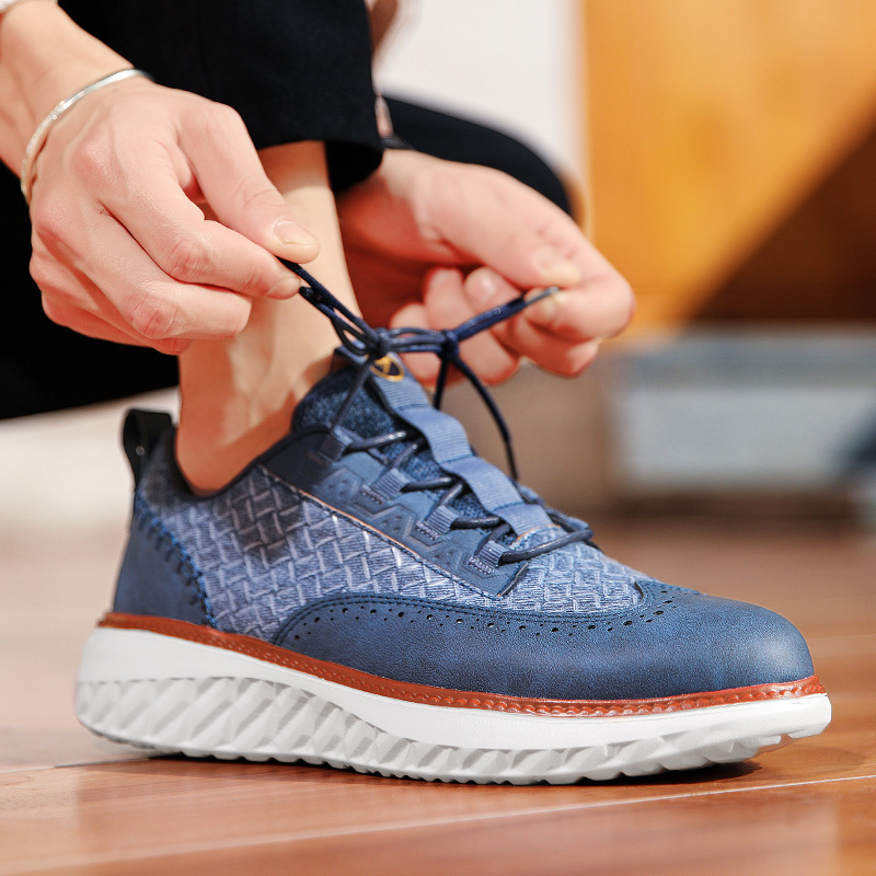 Men’s Woven Lace-Up Platform Casual Shoes