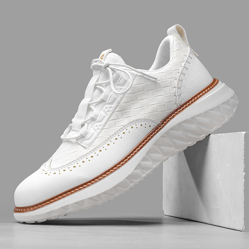 Chaussures décontractées à lacets et semelle compensée tressée pour homme