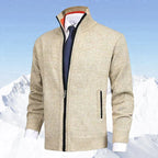 Men’s Knitted Zip-Up Cardigan with Stand Collar