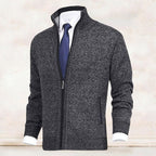 Men’s Knitted Zip-Up Cardigan with Stand Collar