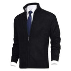 Men’s Knitted Zip-Up Cardigan with Stand Collar