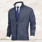 Men’s Knitted Zip-Up Cardigan with Stand Collar