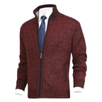 Men’s Knitted Zip-Up Cardigan with Stand Collar