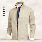 Men’s Knitted Zip-Up Cardigan with Stand Collar