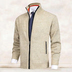 Men’s Knitted Zip-Up Cardigan with Stand Collar