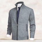 Men’s Knitted Zip-Up Cardigan with Stand Collar