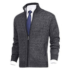 Men’s Knitted Zip-Up Cardigan with Stand Collar