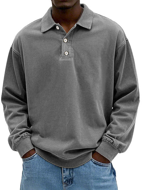 Męska oversize’owa bluza polo z długim rękawem