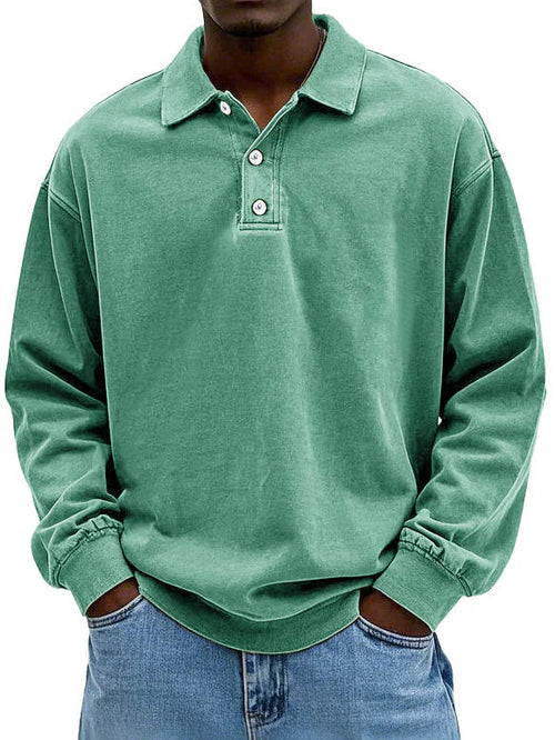 Męska oversize’owa bluza polo z długim rękawem