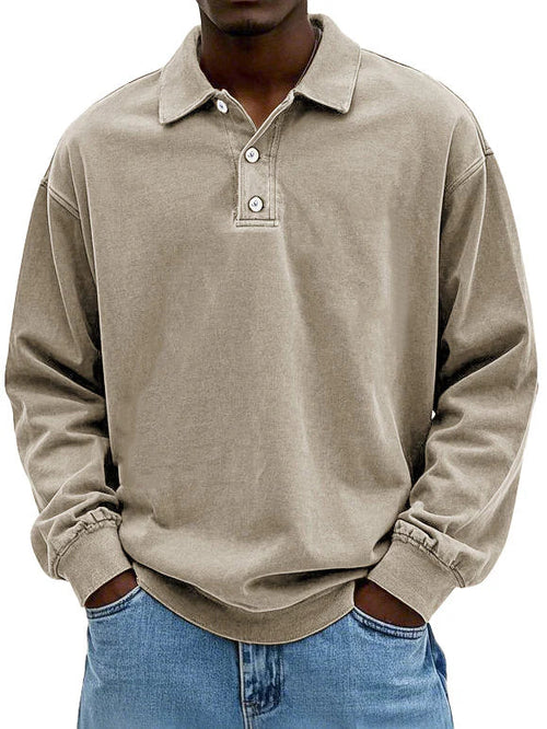 Męska oversize’owa bluza polo z długim rękawem