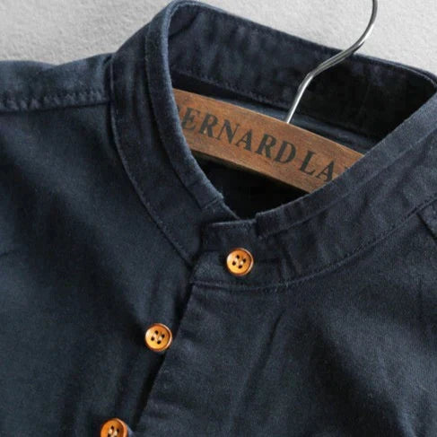 Men's Mandarin Collar Long Sleeve Shirt