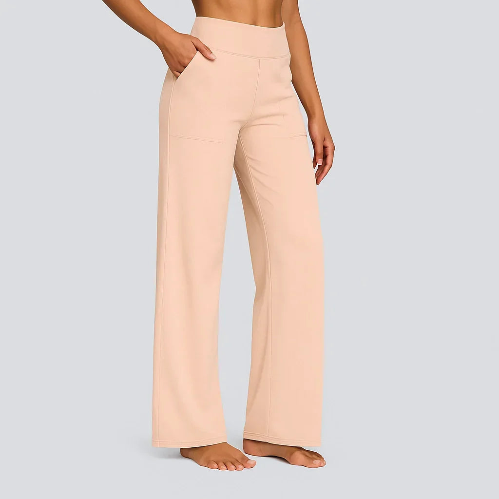 Pantalon large taille haute avec poches pour femme