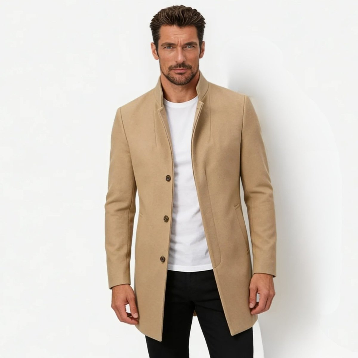 Men's Wool Blend Overcoat for Autumn Smart Casual Business Wear