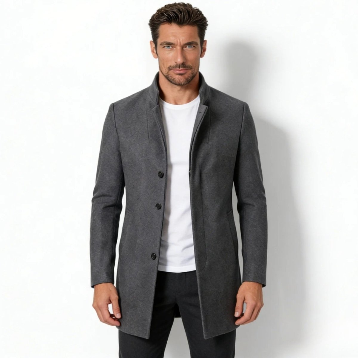 Men's Wool Blend Overcoat for Autumn Smart Casual Business Wear