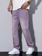 Men’s Straight Leg Jeans with Washed Denim Finish