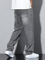 Men’s Straight Leg Jeans with Washed Denim Finish