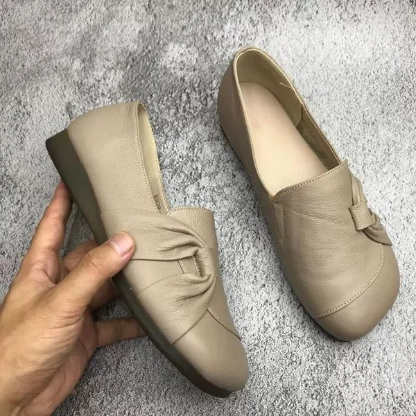 Mocassins souples en cuir avec nœud pour femme