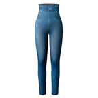 Women's High-Waisted Stretch Denim-Look Leggings