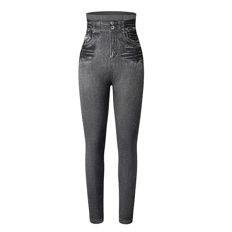 Legging effet jean extensible taille haute pour femme