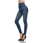 Women's High-Waisted Stretch Denim-Look Leggings