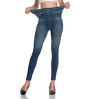 Women's High-Waisted Stretch Denim-Look Leggings