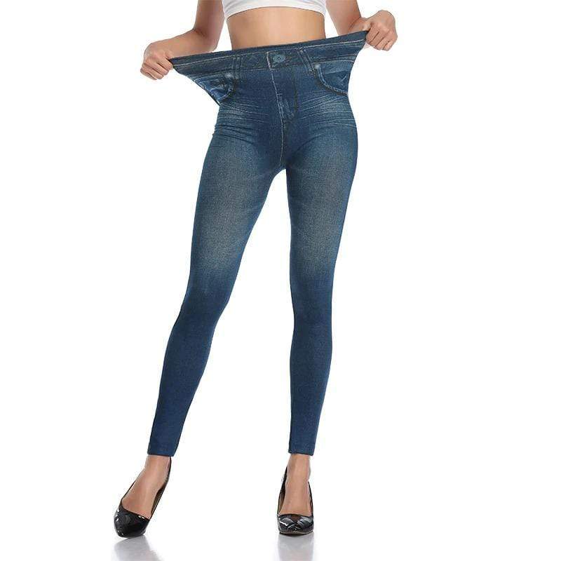 Women's High-Waisted Stretch Denim-Look Leggings