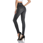 Women's High-Waisted Stretch Denim-Look Leggings
