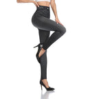 Women's High-Waisted Stretch Denim-Look Leggings