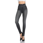 Women's High-Waisted Stretch Denim-Look Leggings