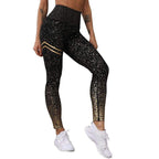 Women's High-Waisted Metallic Print Gym Leggings
