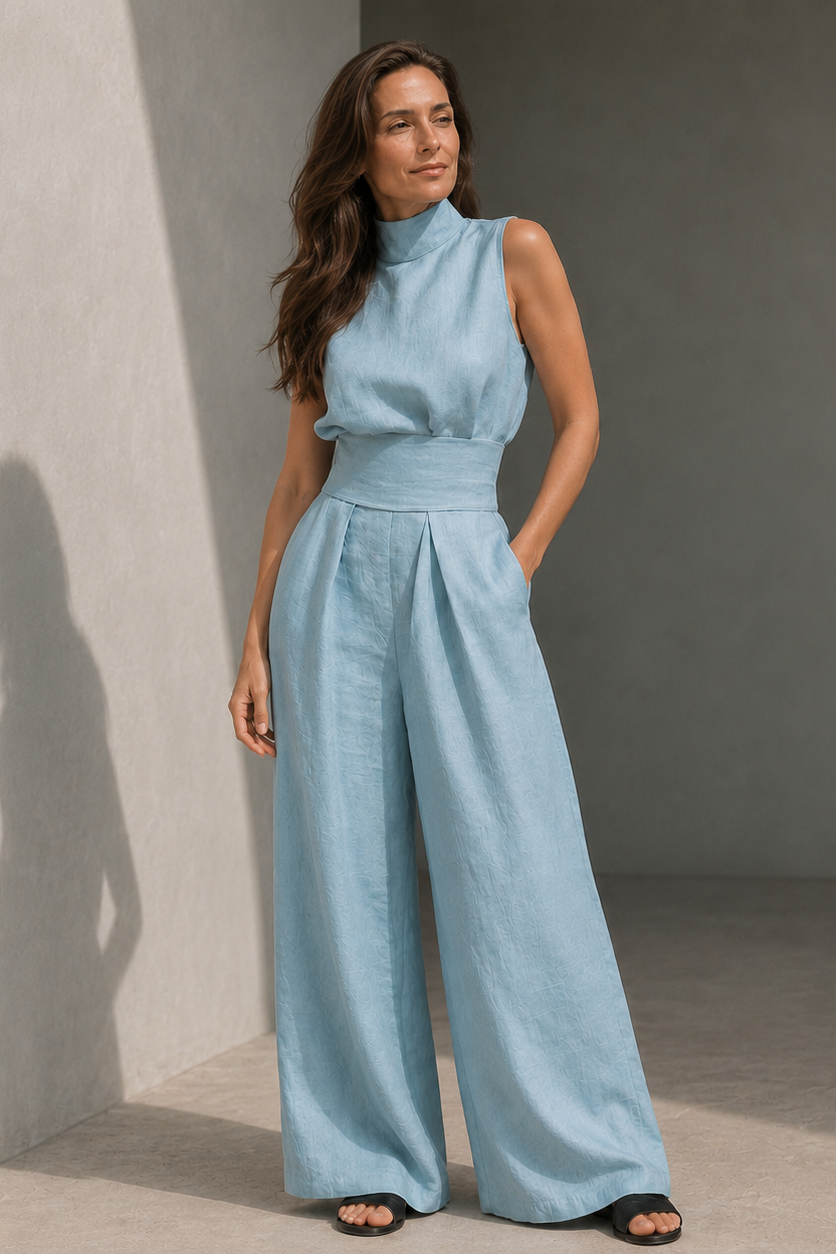 Combinaison pour femme à col montant et jambes larges