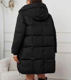 Manteau long matelassé pour femme avec capuche amovible