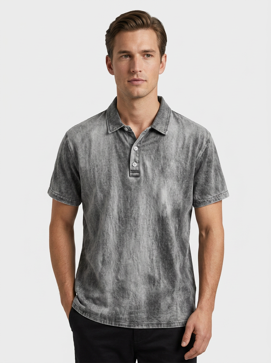 Men's Washed Cotton Polo Shirt