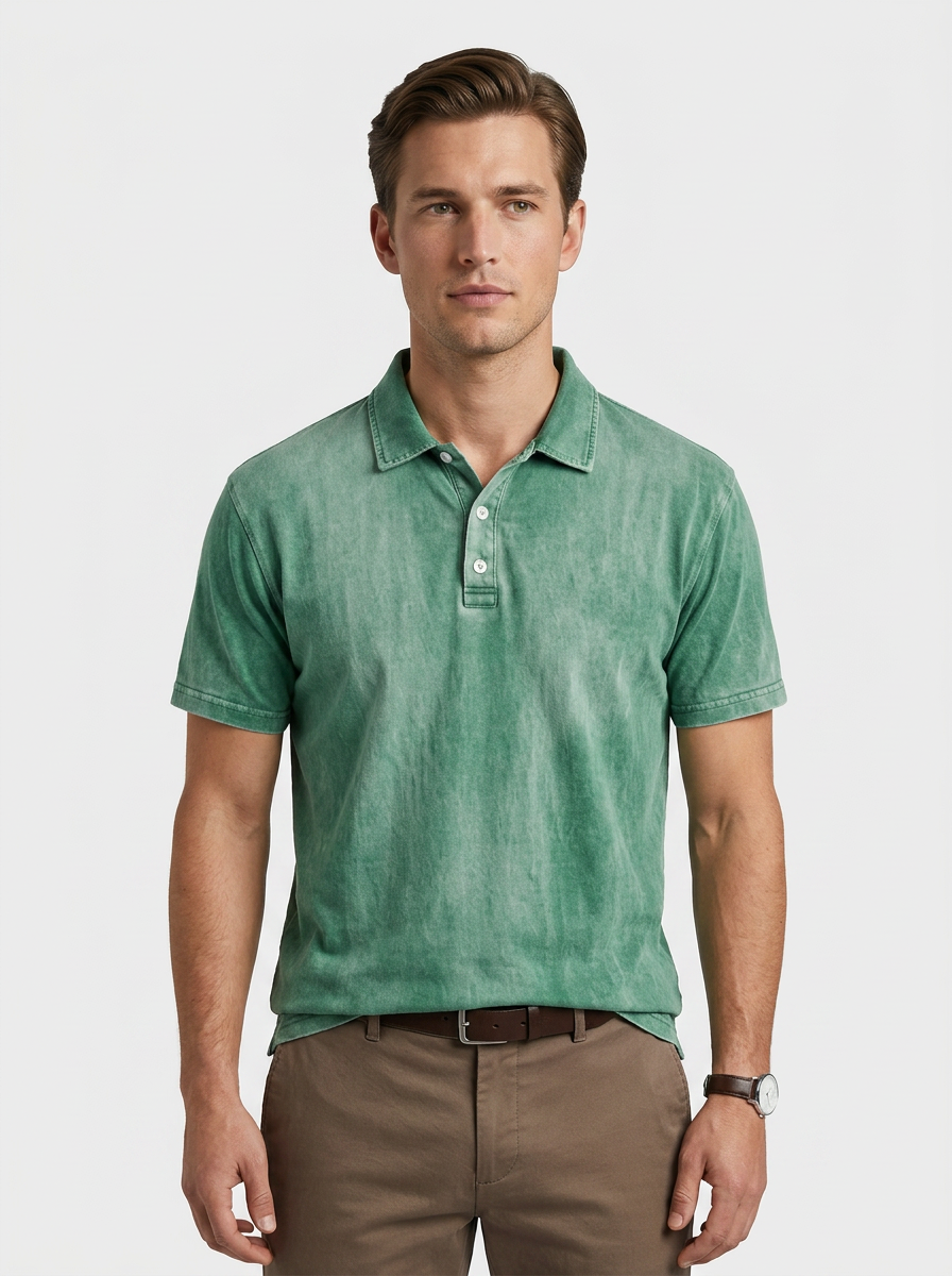 Men's Washed Cotton Polo Shirt