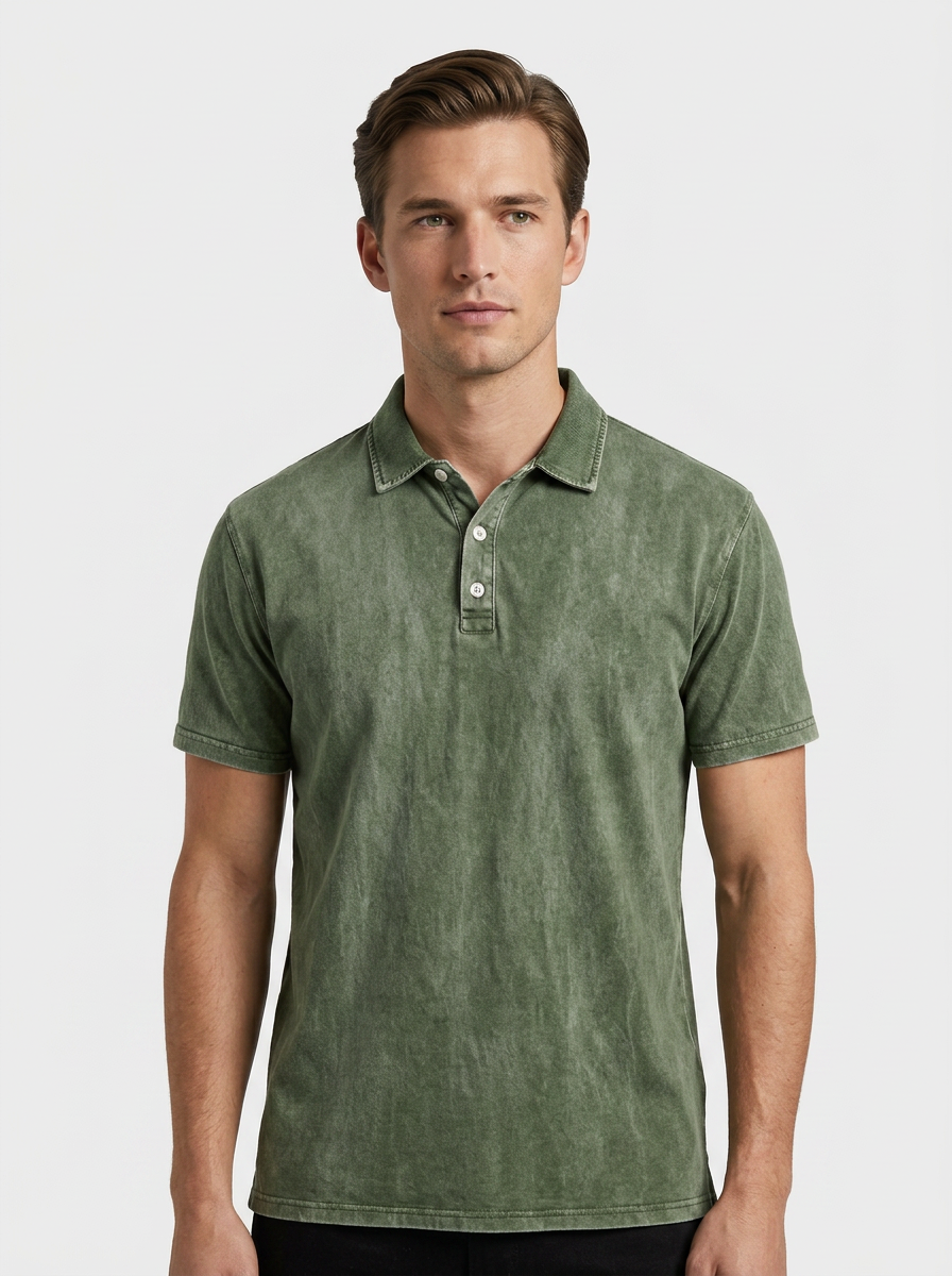 Men's Washed Cotton Polo Shirt