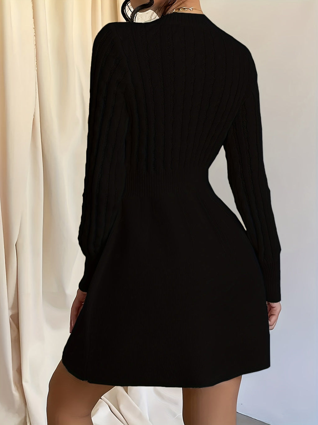 Women's Cable Knit A-Line Mini Dress