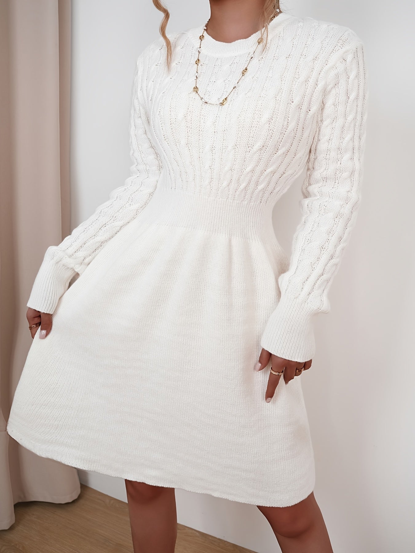 Women's Cable Knit A-Line Mini Dress