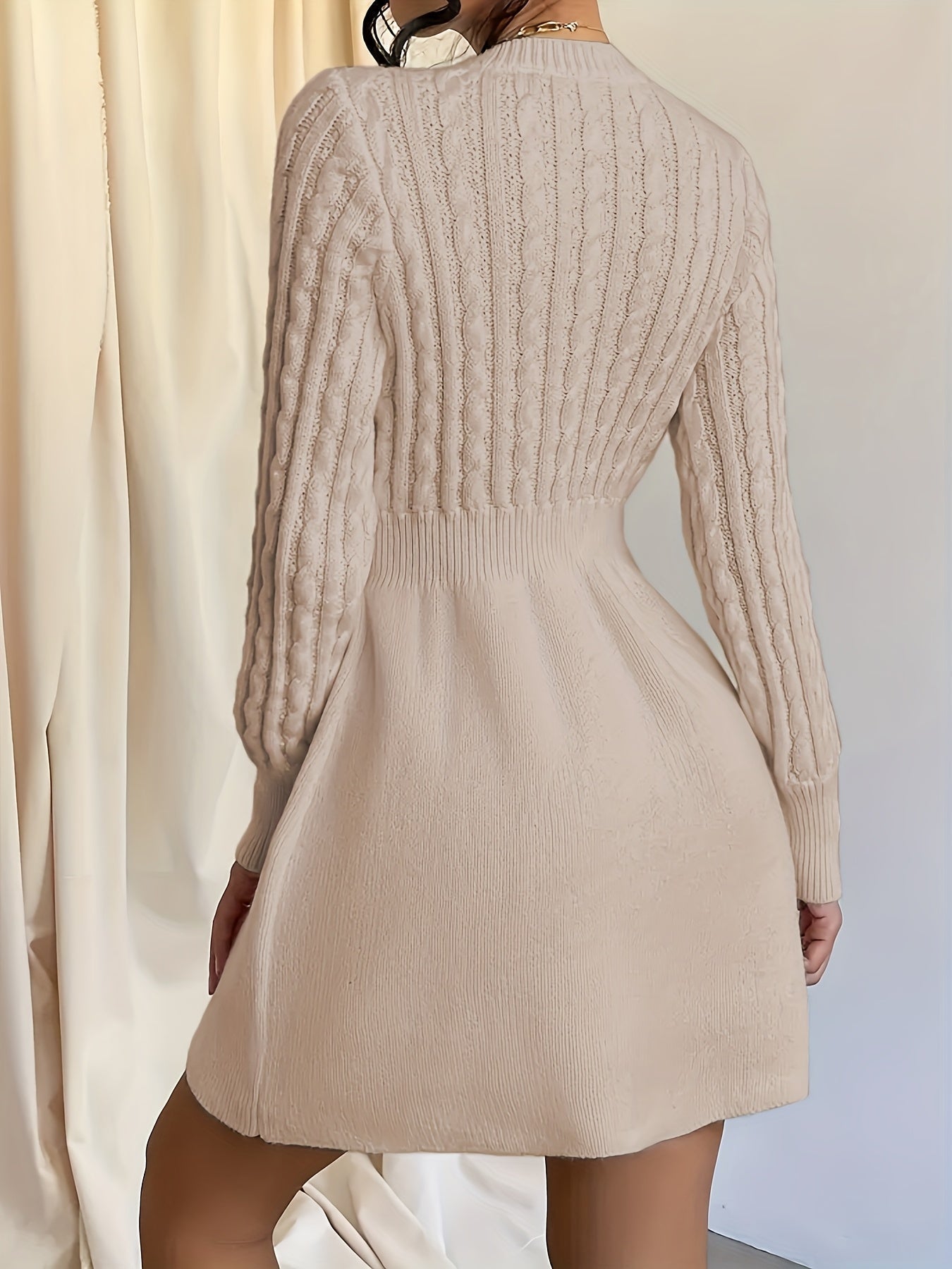 Women's Cable Knit A-Line Mini Dress