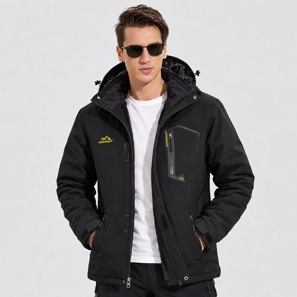 Men's Fleece-Lined Hooded Ski Jacket