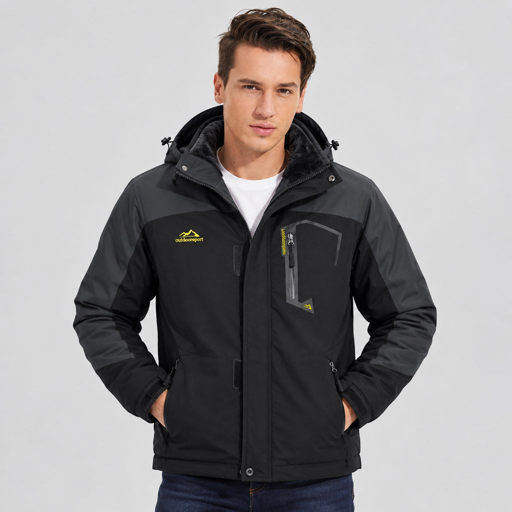 Men's Fleece-Lined Hooded Ski Jacket