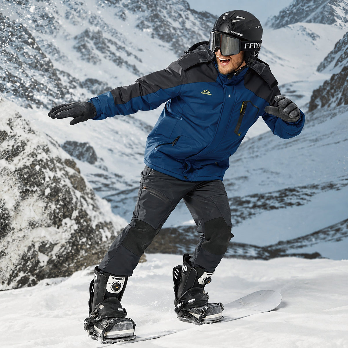 Men's Fleece-Lined Hooded Ski Jacket